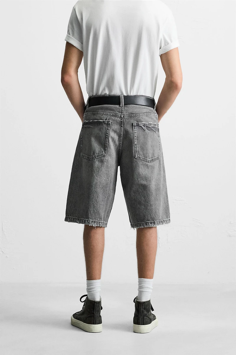 RIPPED BAGGY FIT DENIM SHORTS