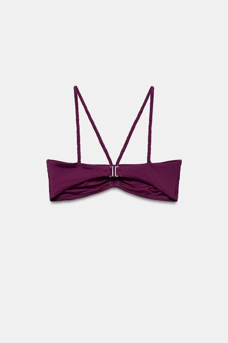 BRAIDED STRAP BANDEAU BIKINI TOP