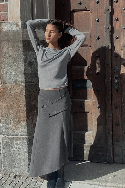 SOFT STUDDED MIDI SKIRT