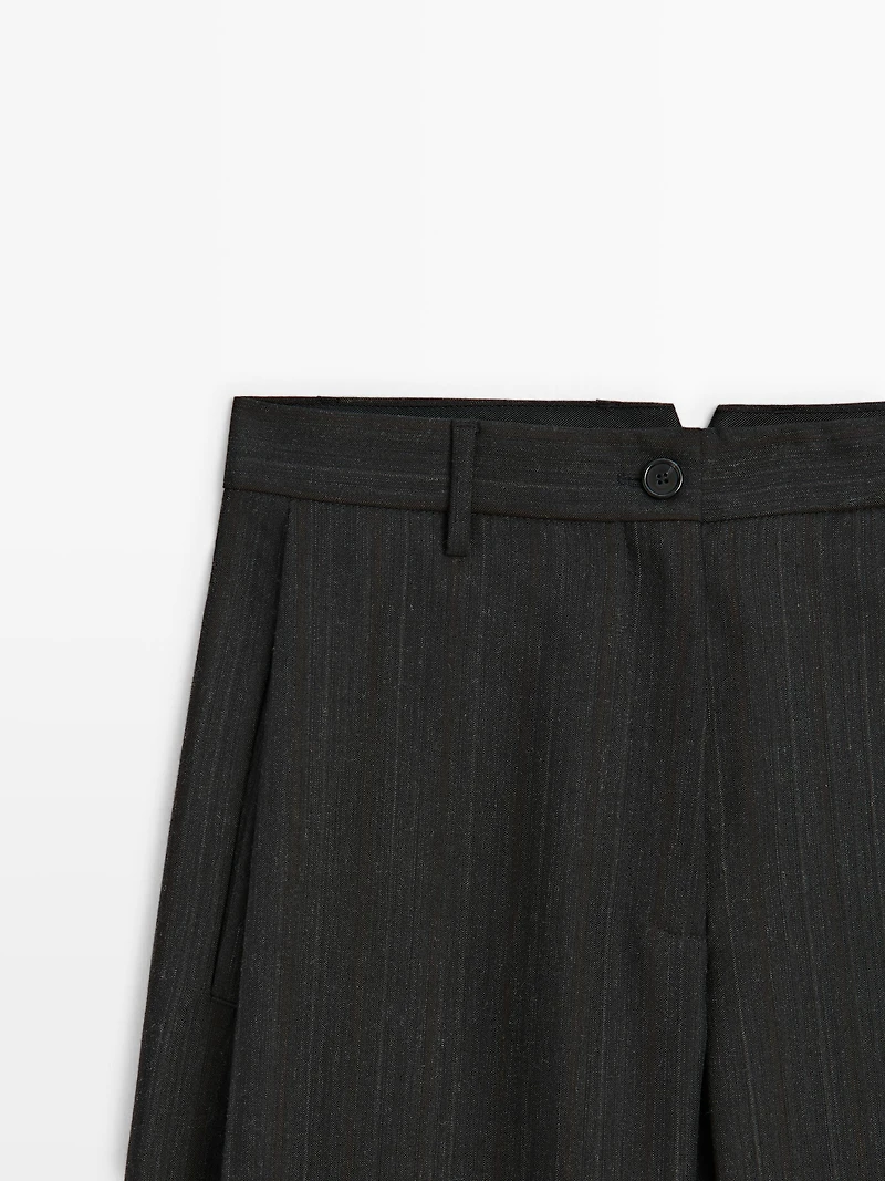 Striped wool blend wide-leg trousers