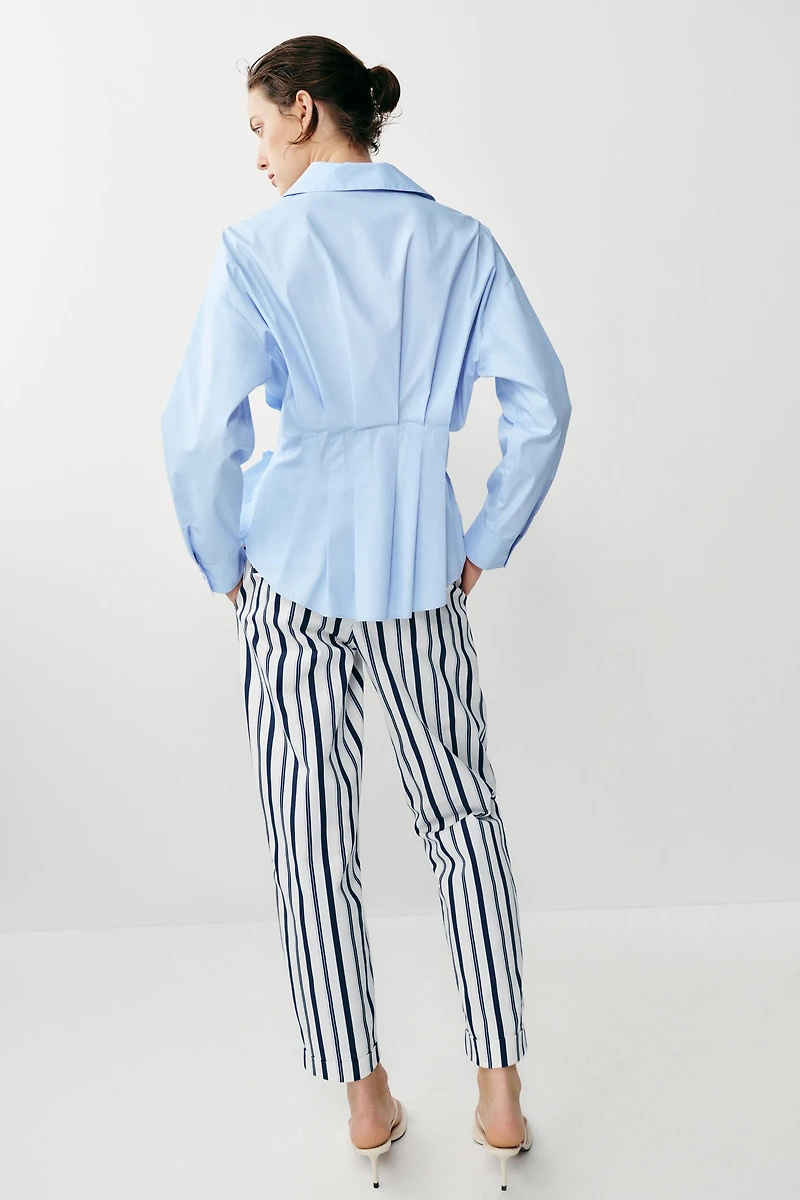 PLEATED POPLIN SHIRT