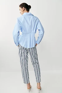 PLEATED POPLIN SHIRT
