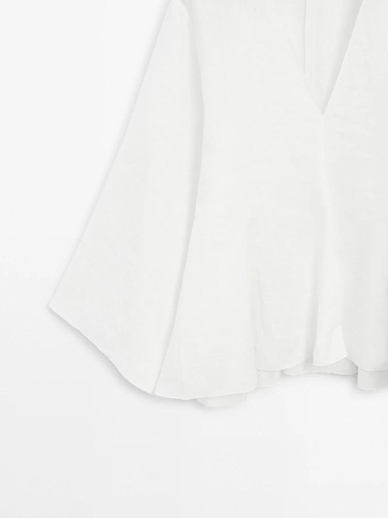 100% linen blouse with godet details - STUDIO