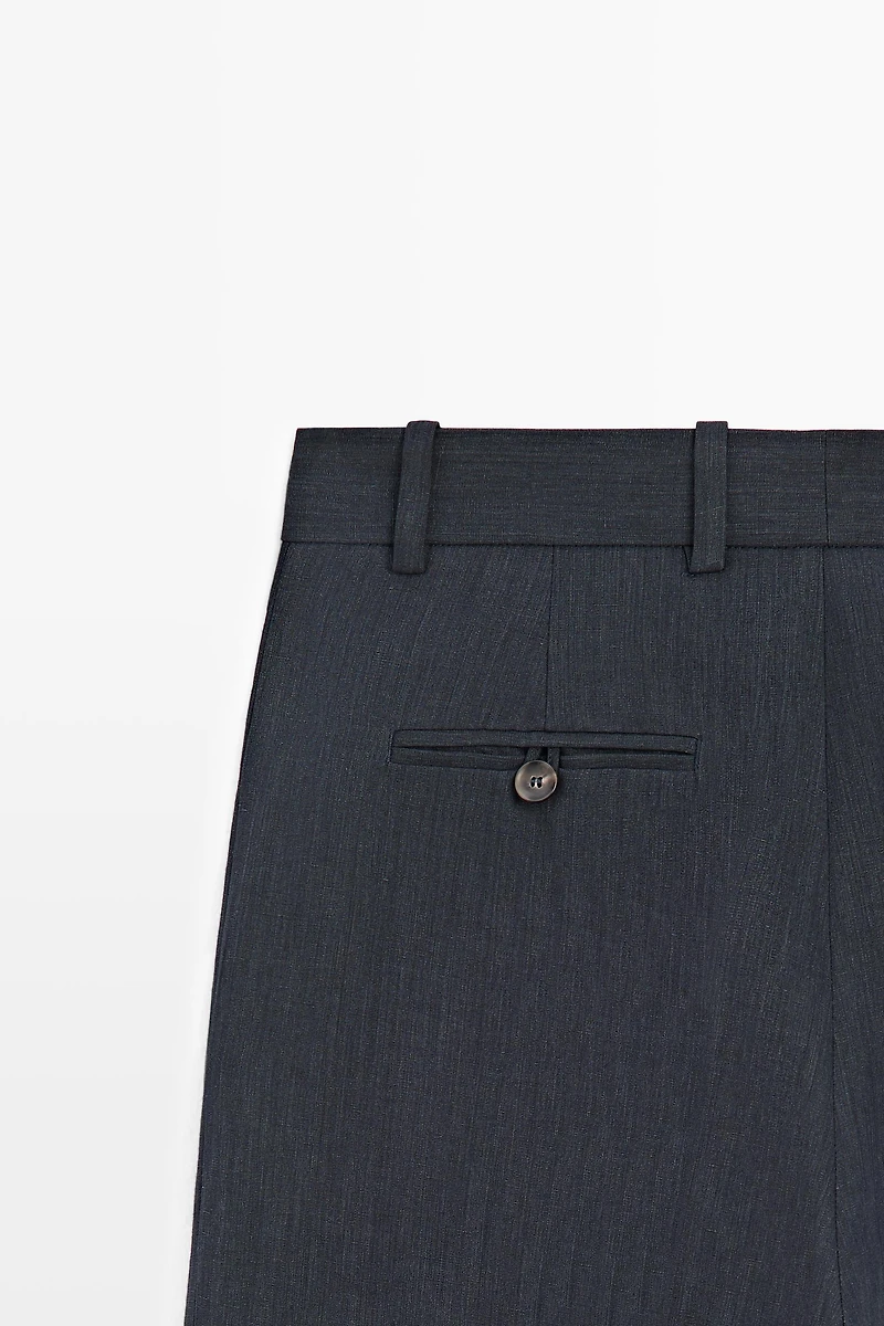 Melange linen suit pants