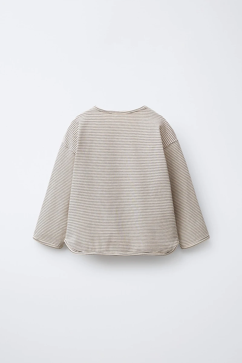 STRIPED T-SHIRT WITH EMBROIDERED HEARTS