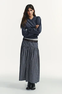 PLAID MIDI SKIRT WITH BELT