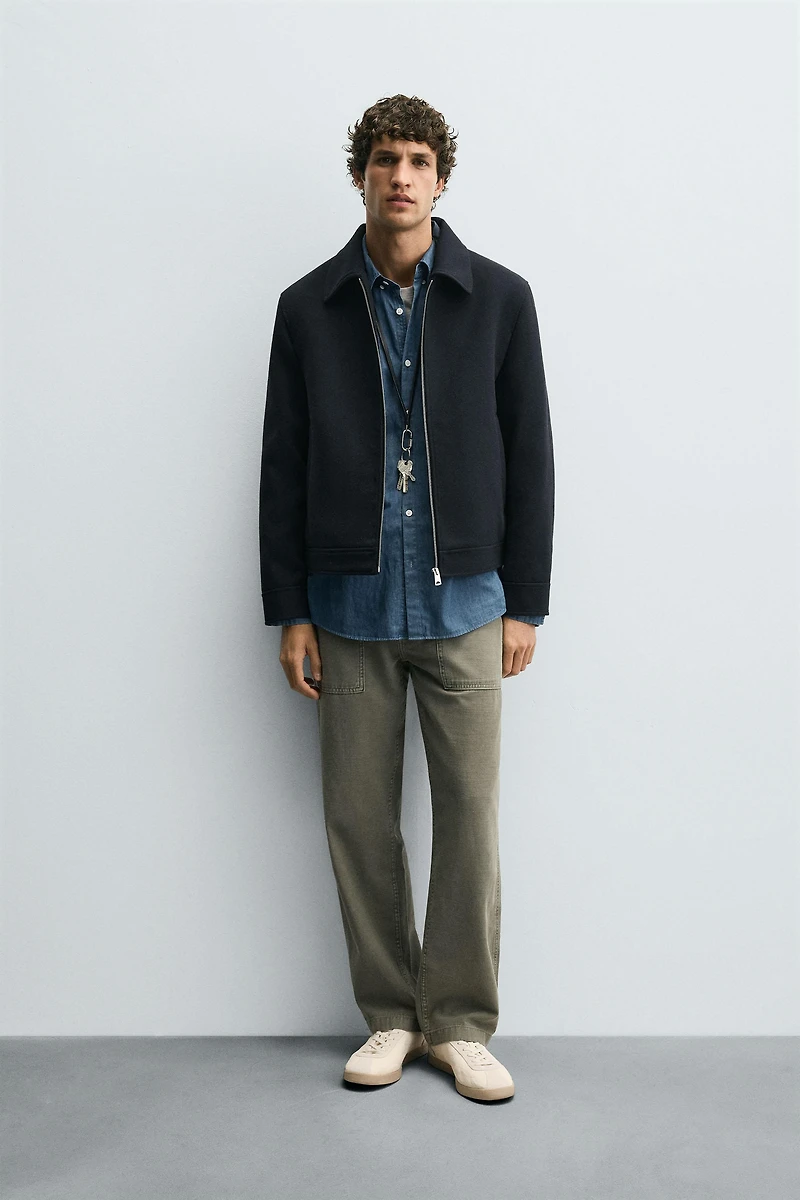 VESTE EN DRAP FERMETURE ÉCLAIR