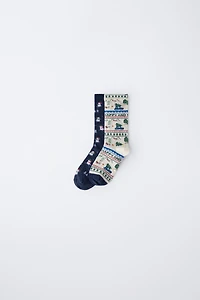 TWO-PACK OF TREE AND SNOWMAN SOCKS