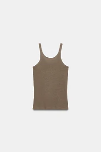 COTTON AND LINEN STRAP TOP