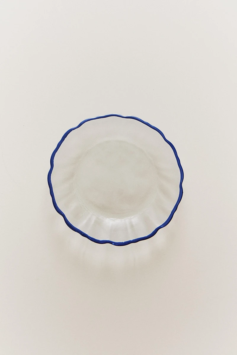 GLASS SIDE PLATE WITH RIM