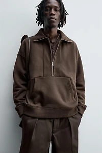 QUARTER-ZIP RIB SWEATSHIRT