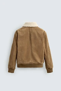 BLOUSON EN CUIR SUÉDÉ AVEC EFFET MOUTON