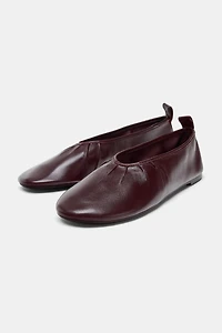 SOFT EFFECT LEATHER BALLET FLATS