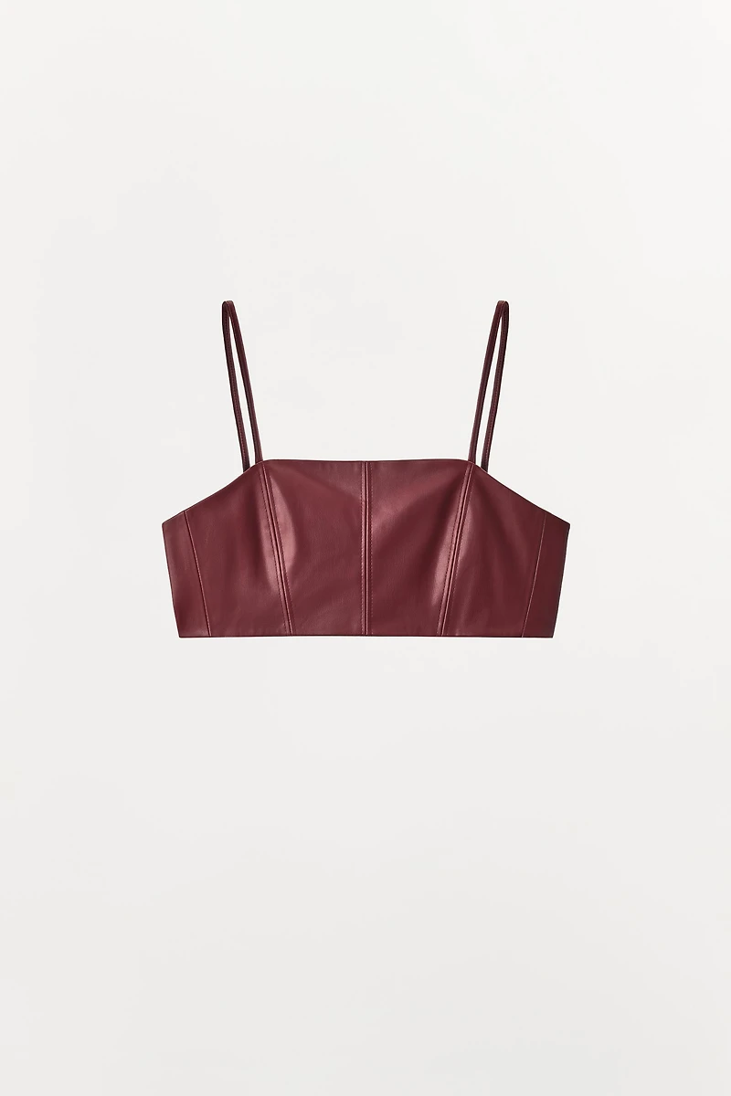 FAUX LEATHER STRAPPY BRALETTE