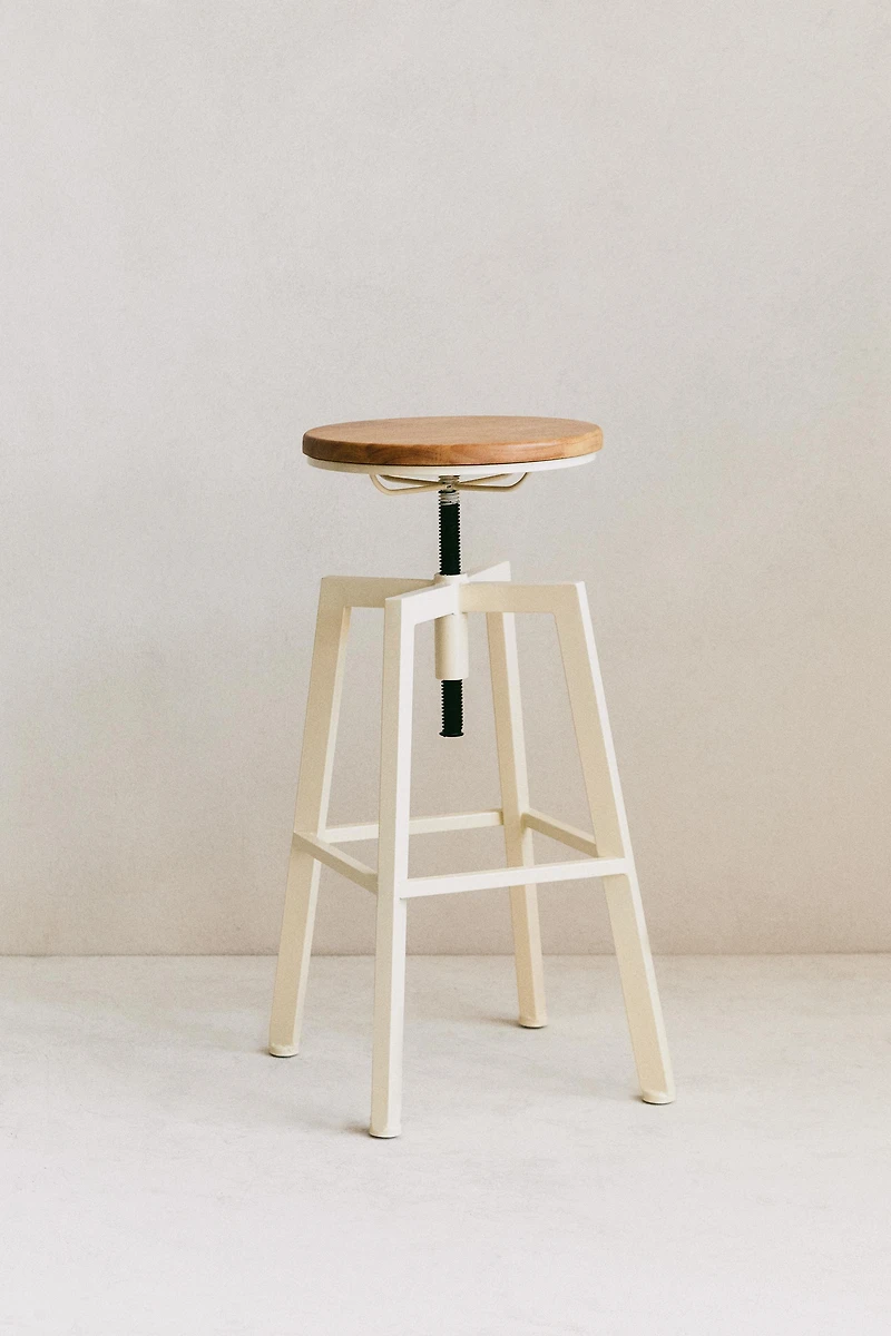 TABOURET HAUT PIVOTANT BOIS ET MÉTAL