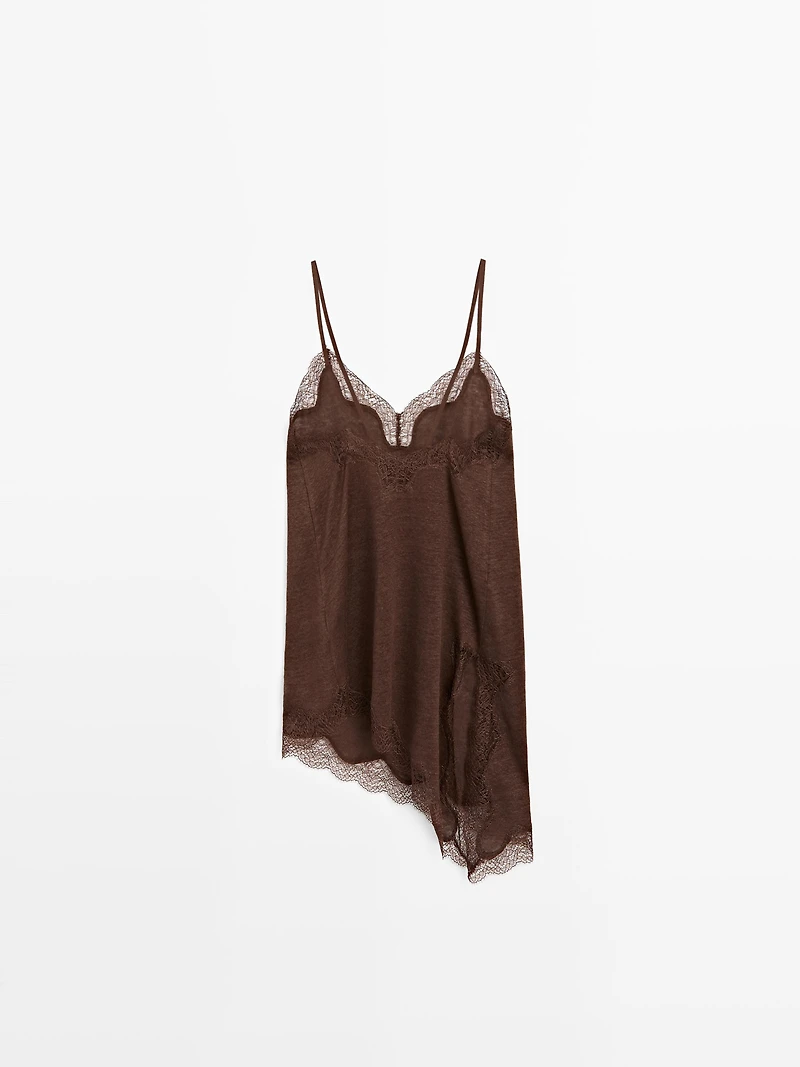 Top asymétrique lin mélangé