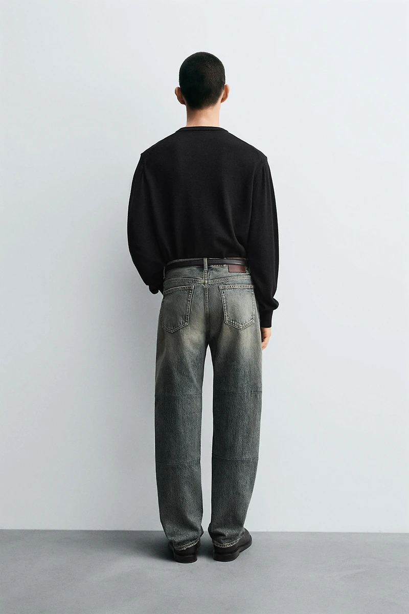STRAIGHT FIT SEAMED JEANS