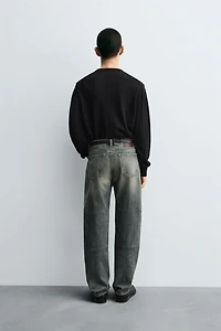 STRAIGHT FIT SEAMED JEANS