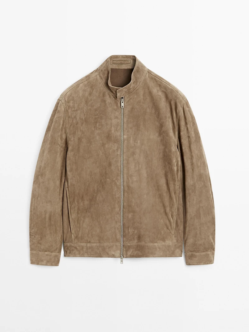 Veste courte en cuir caprin finition daim