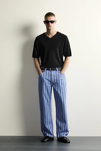 STRIPED STRAIGHT FIT PANTS