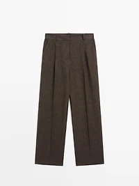 Total look melange linen darted trousers