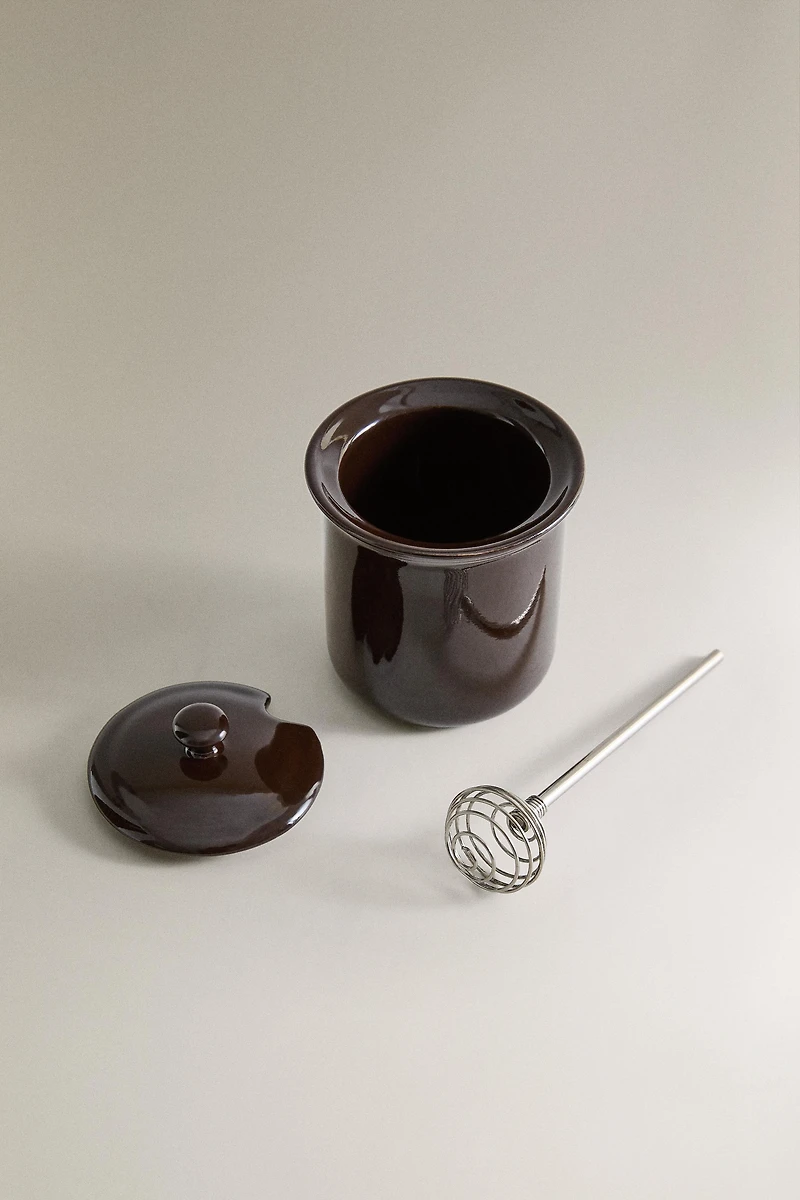 STONEWARE HONEY POT