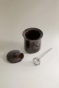 STONEWARE HONEY POT