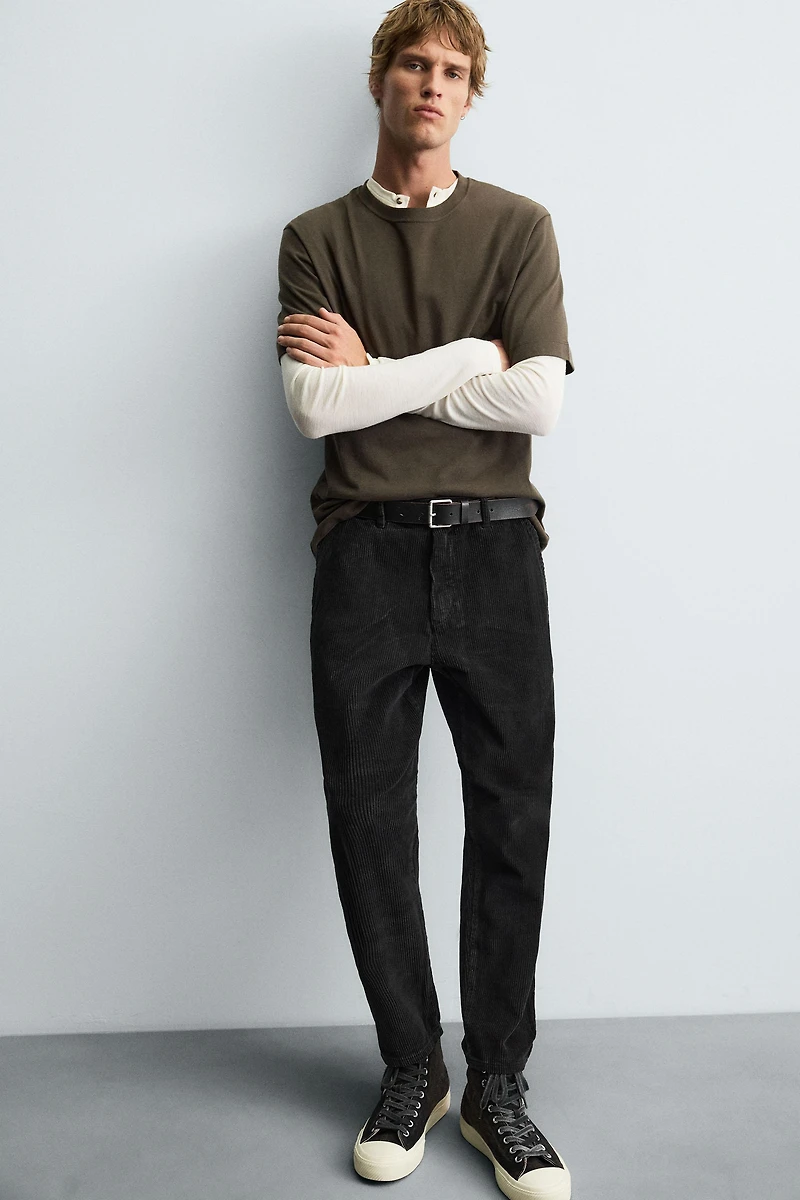 TAPERED FIT CORDUROY PANTS