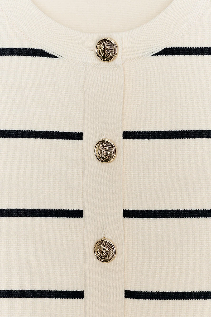 SHORT SLEEVE STRIPED CARDIGAN