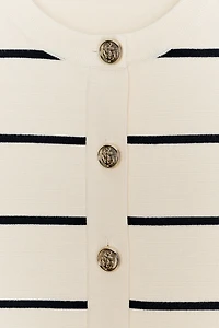 SHORT SLEEVE STRIPED CARDIGAN