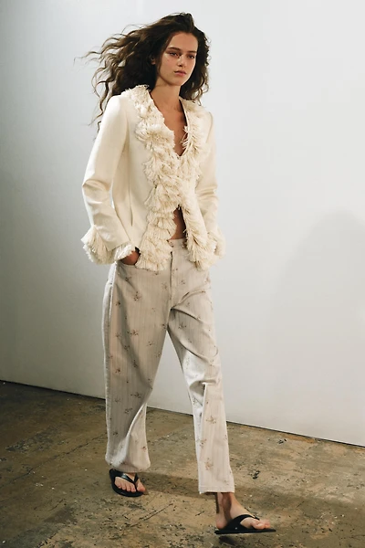 LINEN BLEND FRINGE JACKET ZW COLLECTION