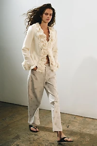 LINEN BLEND FRINGE JACKET ZW COLLECTION