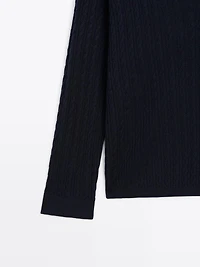 V-neck cable-knit sweater