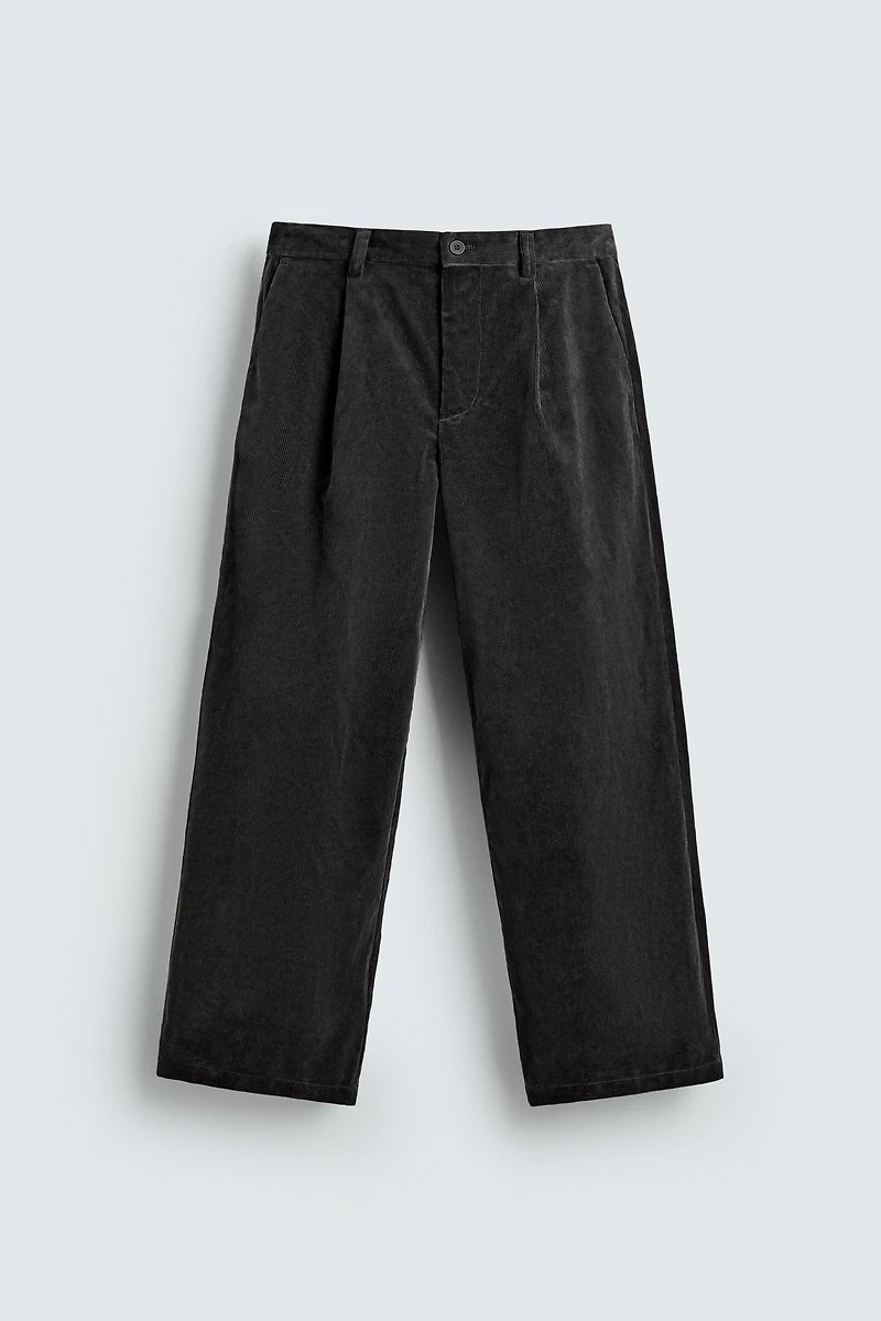 PLEATED CORDUROY PANTS