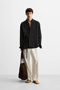 CHEMISE VISCOE - LIN À LACETS