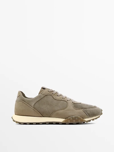 Tennis cuir contrastant