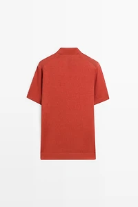 100% linen knit polo shirt