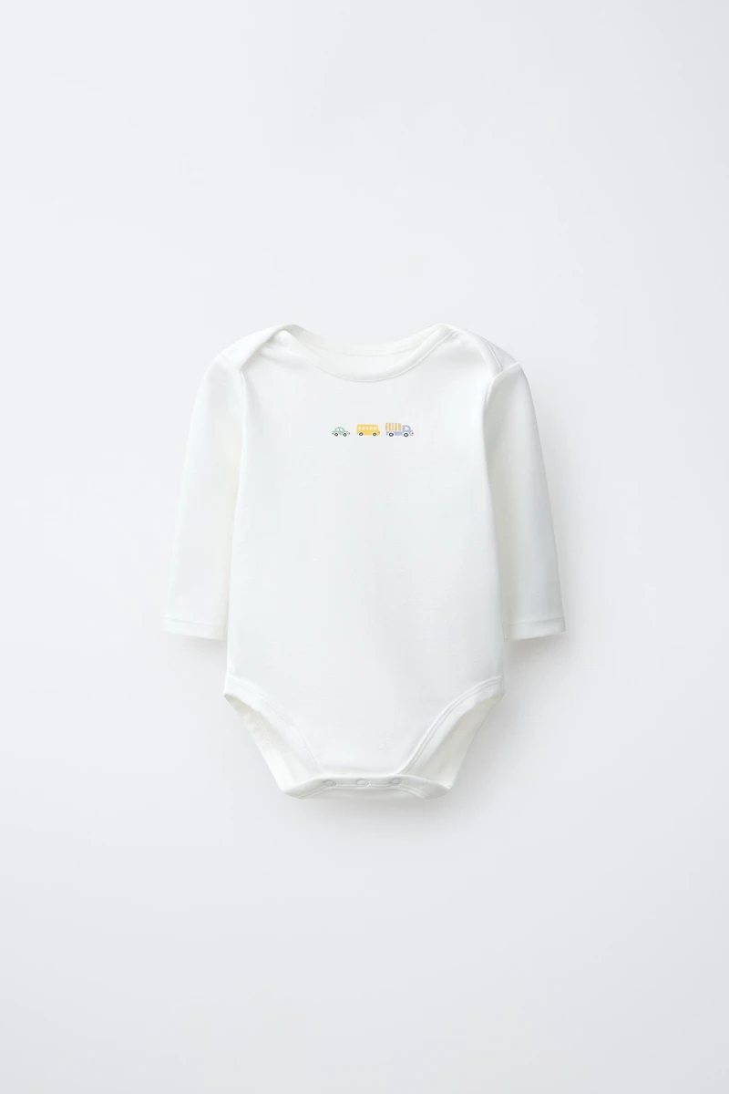 FIVE-PACK CAR PRINT BODYSUITS