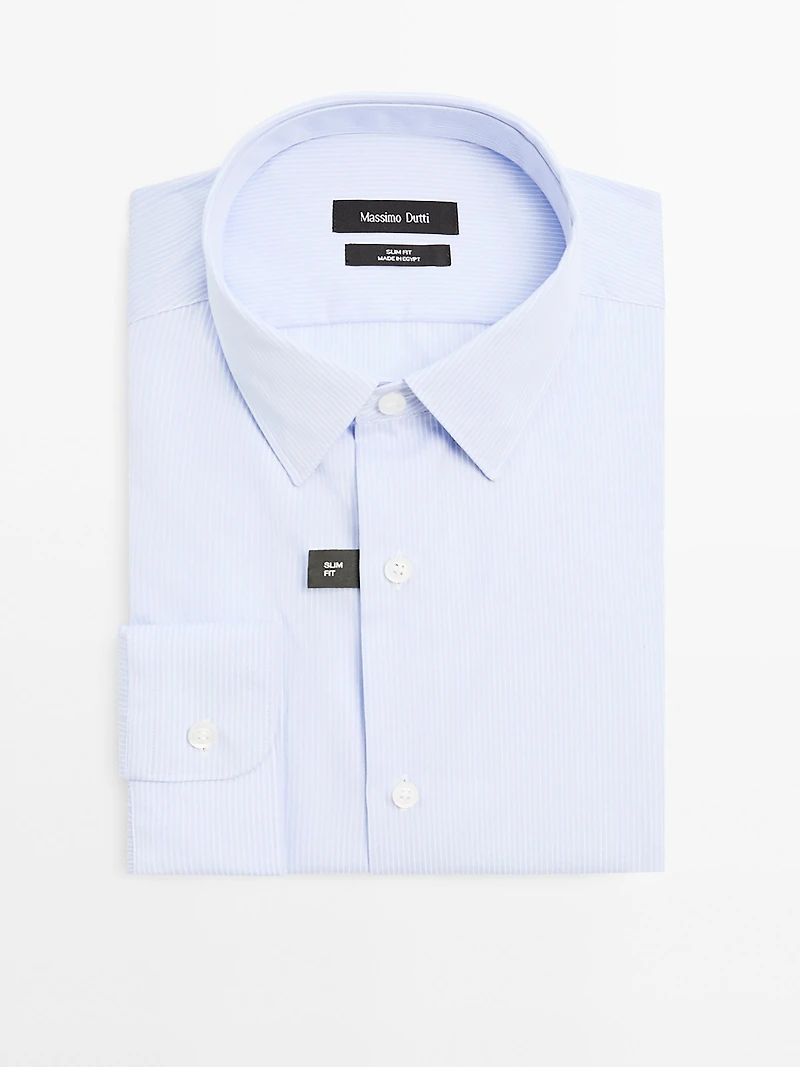 Chemise slim à rayures 100 % coton