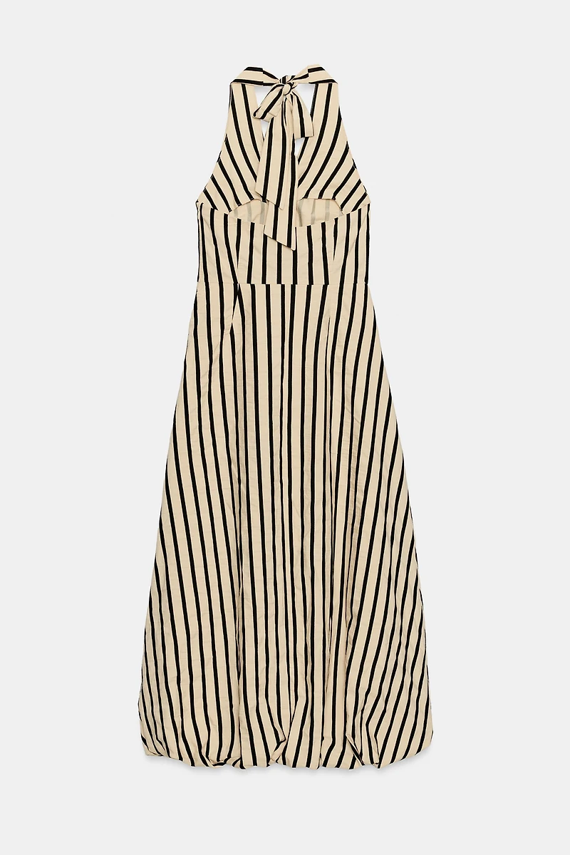 STRIPED BUBBLE MIDI DRESS