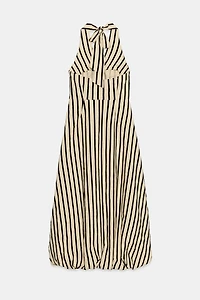 STRIPED BUBBLE MIDI DRESS