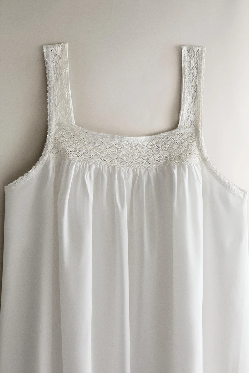 LACE STRAP COTTON NIGHTGOWN