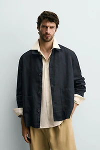 100% LINEN REGULAR FIT OVERSHIRT