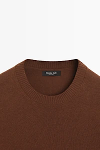Knit cotton and wool sweater with crew neck
