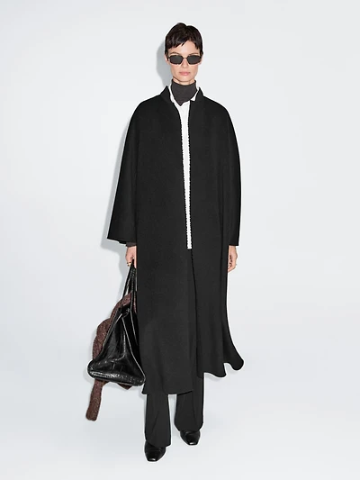 Long coat with stand collar