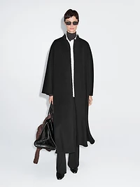 Long coat with stand collar