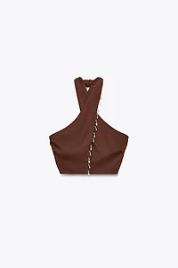 SHELL LINEN HALTER TOP
