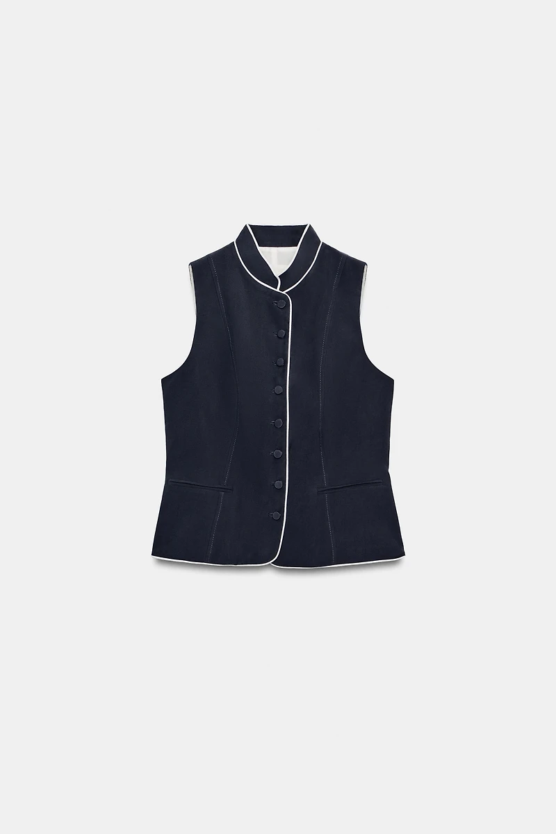 CONTRAST PIPING VEST