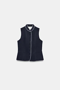 CONTRAST PIPING VEST