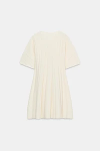 SHORT RIB KNIT BALLOON SLEEVE DRESS